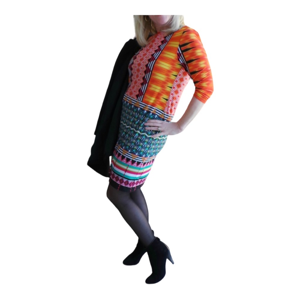 Monroe & Main Stretchy Shift Colorful Career Office Casual Church Vacation Dress - Picture 1 of 14